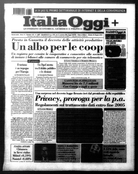 Italia oggi : quotidiano di economia finanza e politica